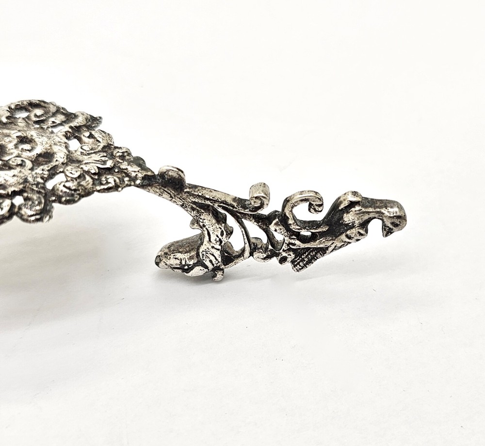 FANCY 1900 DUTCH .833 SOLID SILVER SCENERY DECOR BIRD HANDLE STRAINER,8.75"