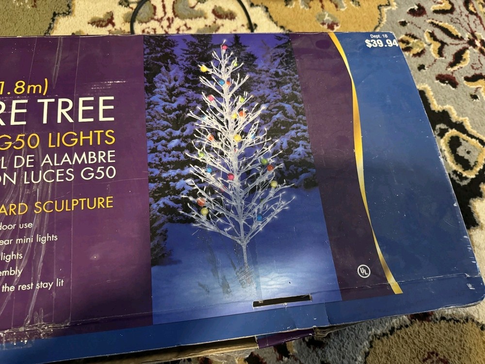 Holiday Time 6ft Lighted Wire Tree - MISSING BASE