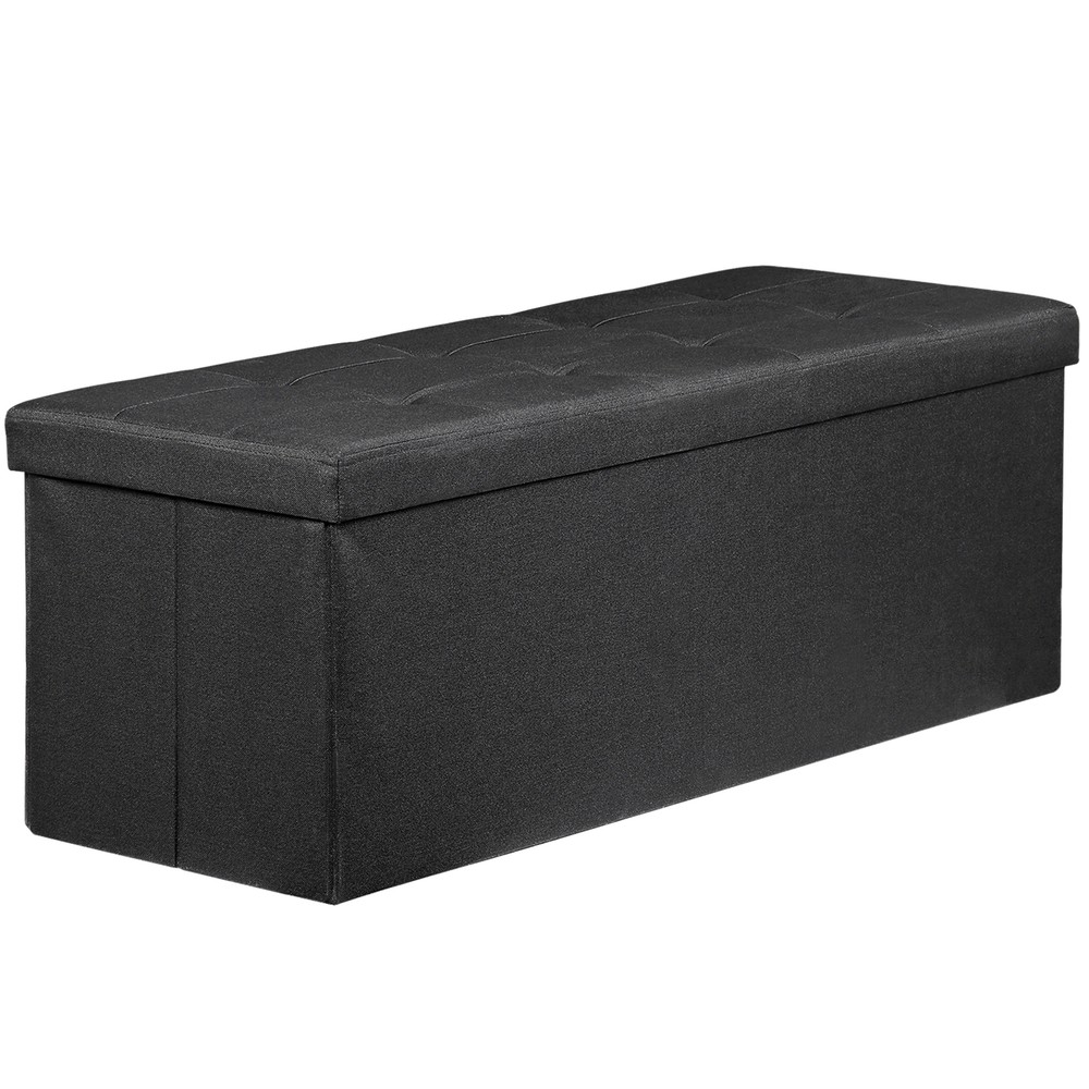 43" Folding Storage Ottoman Bench Footrest Storage Stools Home Decor Black