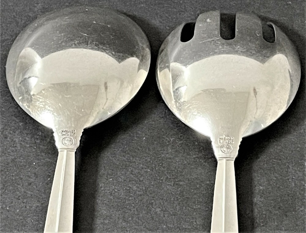 Original Georg Jensen 8” Acanthus Sterling Silver Serving Spoon and Fork