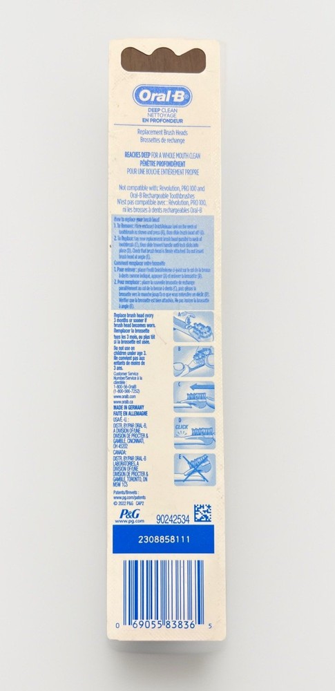 Oral-B Deep Clean Replacement Brush Heads with Quick Release Tool, 2ct