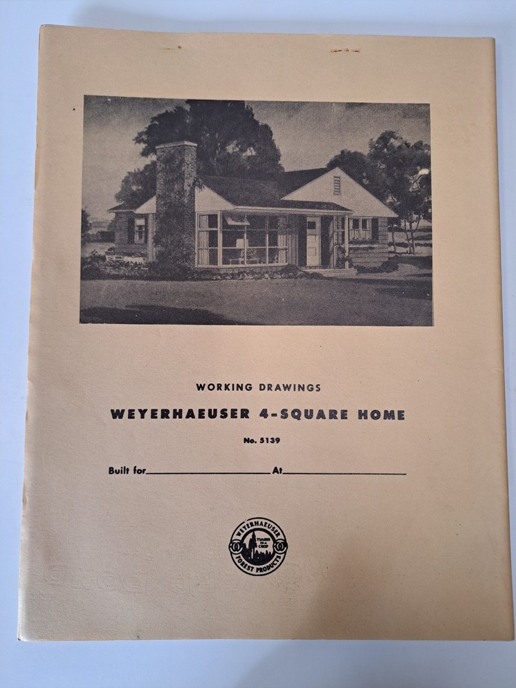 WEYERHAEUSER 4-SQUARE HOME DESIGN PLAN NO 5139 COMPLETE 1950s ARCHITECTURE