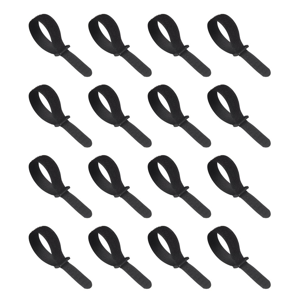 16pcs Reusable Cinch Straps 0.8"x7.9" Hook and Loop Cable Securing Straps, Black