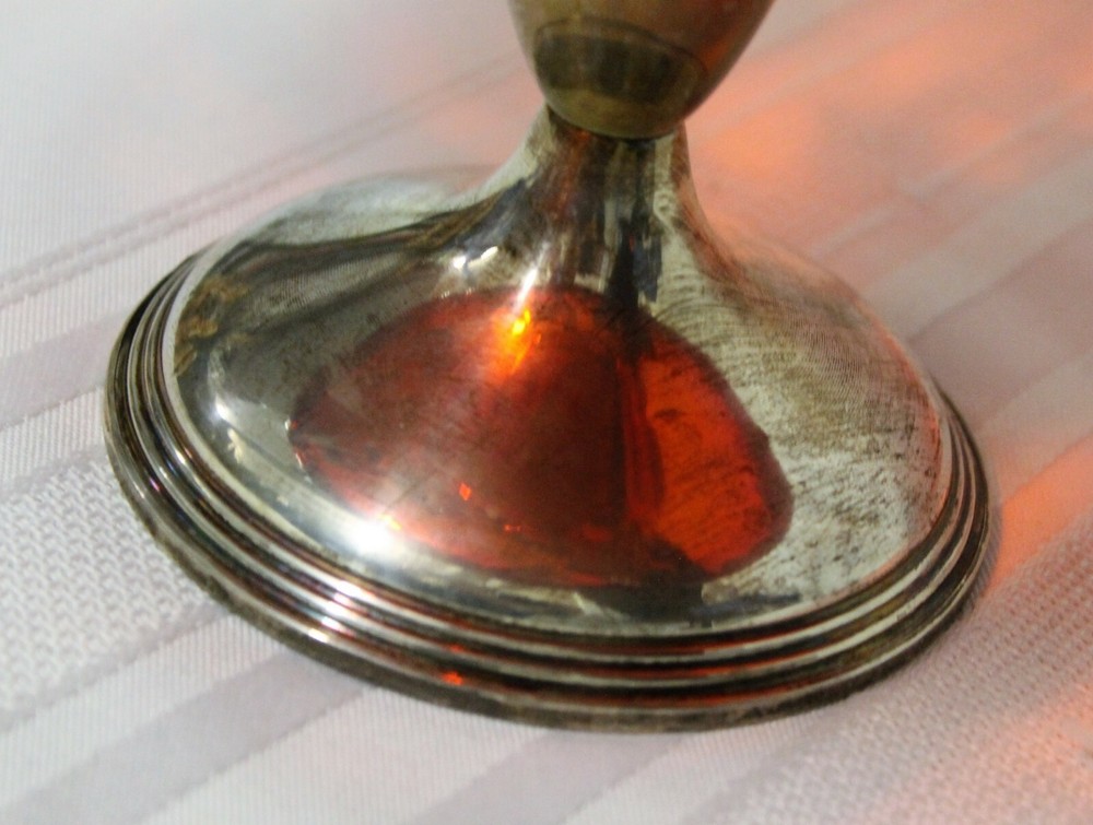 Vintage Ruby Glass & Sterling Silver Footed Compote Dish Bailey Banks & Biddle