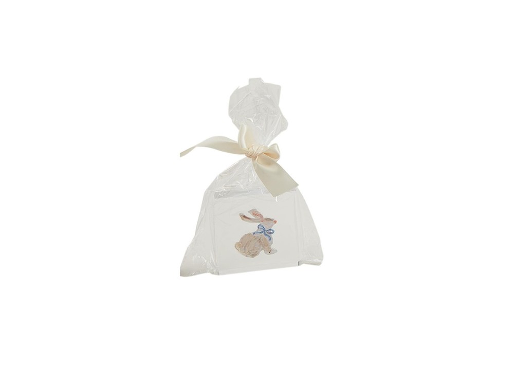 Mud Pie Bow Bunny Spring Acryl Block; 3" x 3"