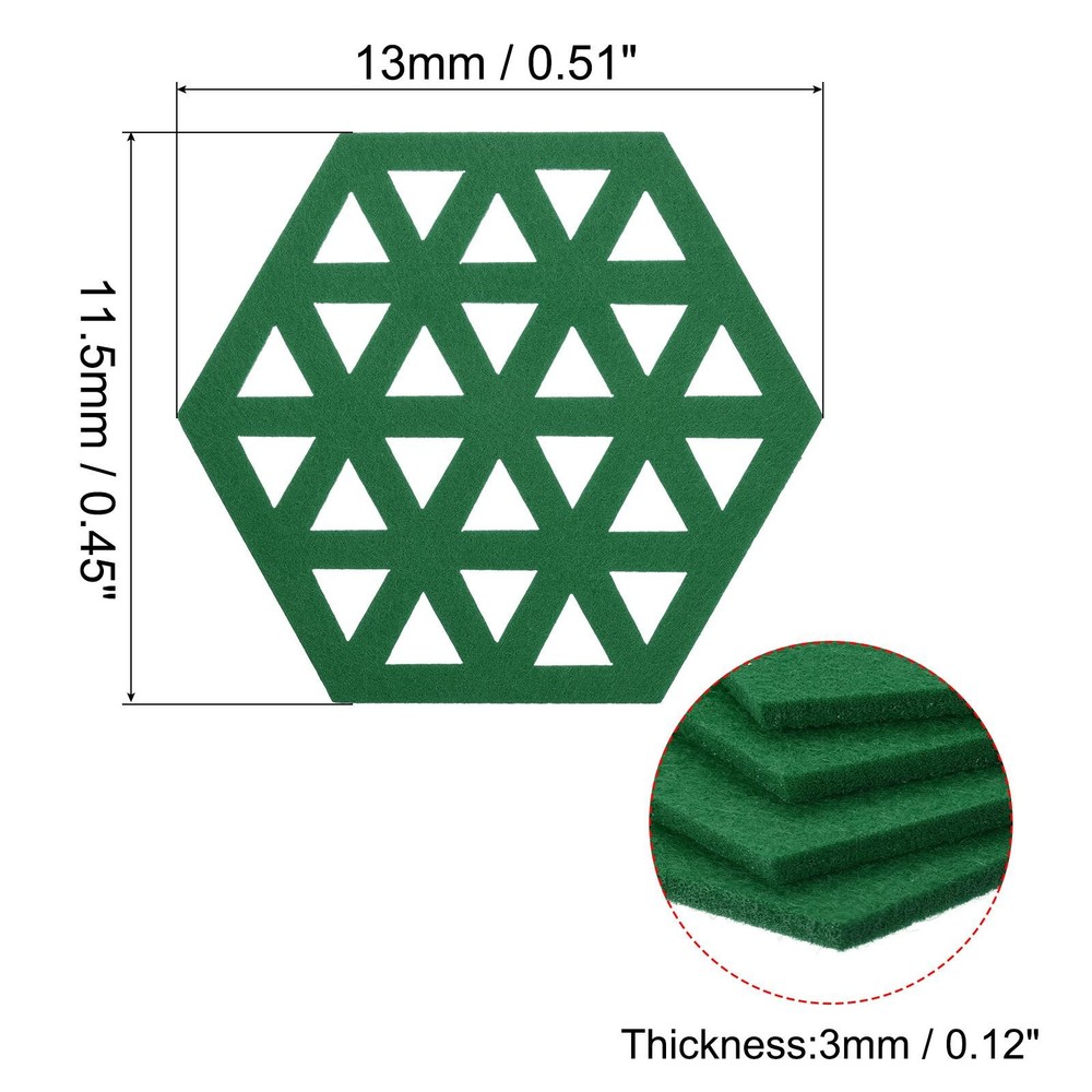 Felt Coasters 4pcs Hexagonal Tampons Coasters Green