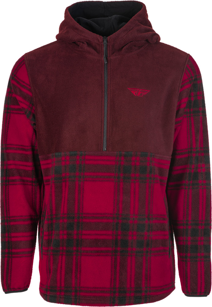 Fly Half Zip Pullover Hoodie Red Plaid 2x