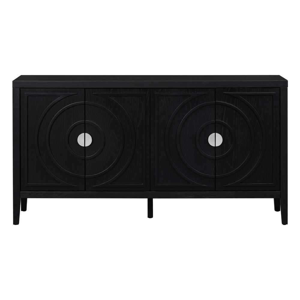 Stability and Durability Retro Sideboard Cabinet with Four Doors Black