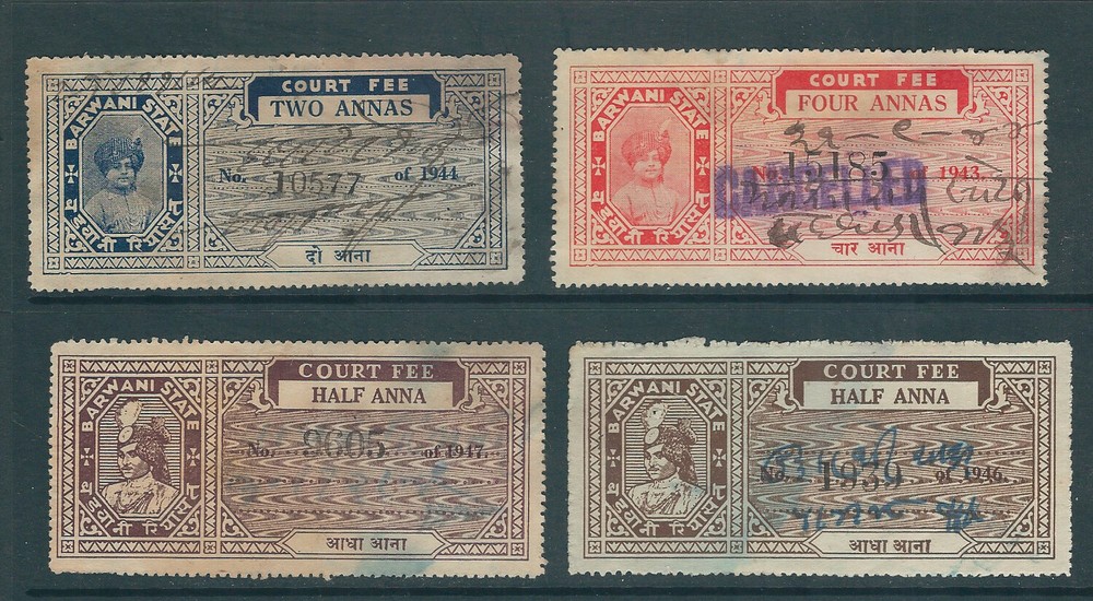 INDIA BARWANI circa(?) 4 different items REVENUE USED