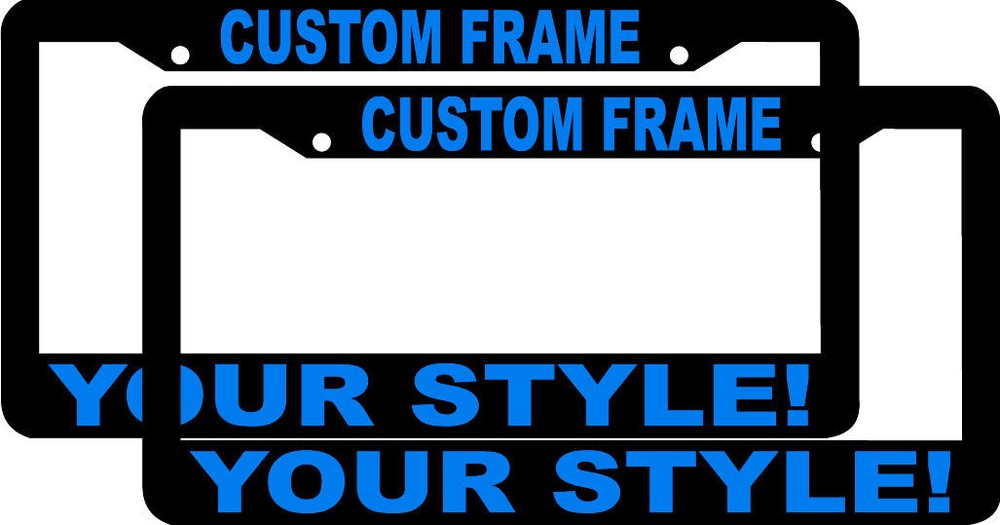 2 CUSTOM PERSONALIZED BLACK LIGHT BLUE LETTERS customized License Plate Frame