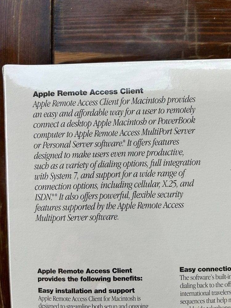 Vintage Apple Remote Access Server Network Software For Macintosh. 1993 year
