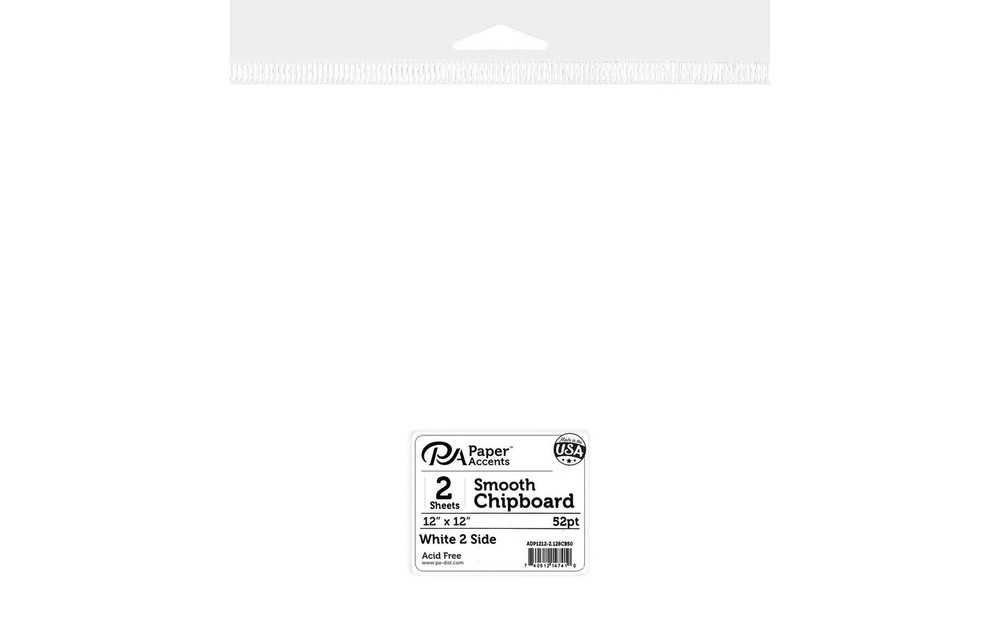 Chipboard 12x12 1X Heavy 50pt White 1 Side 2pc
