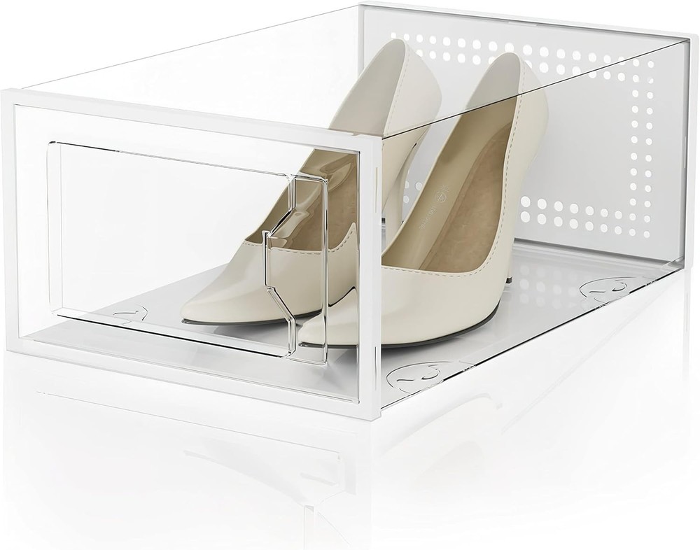 12 Pack X-Large Shoe Storage Box Clear Plastic Stackable #127K