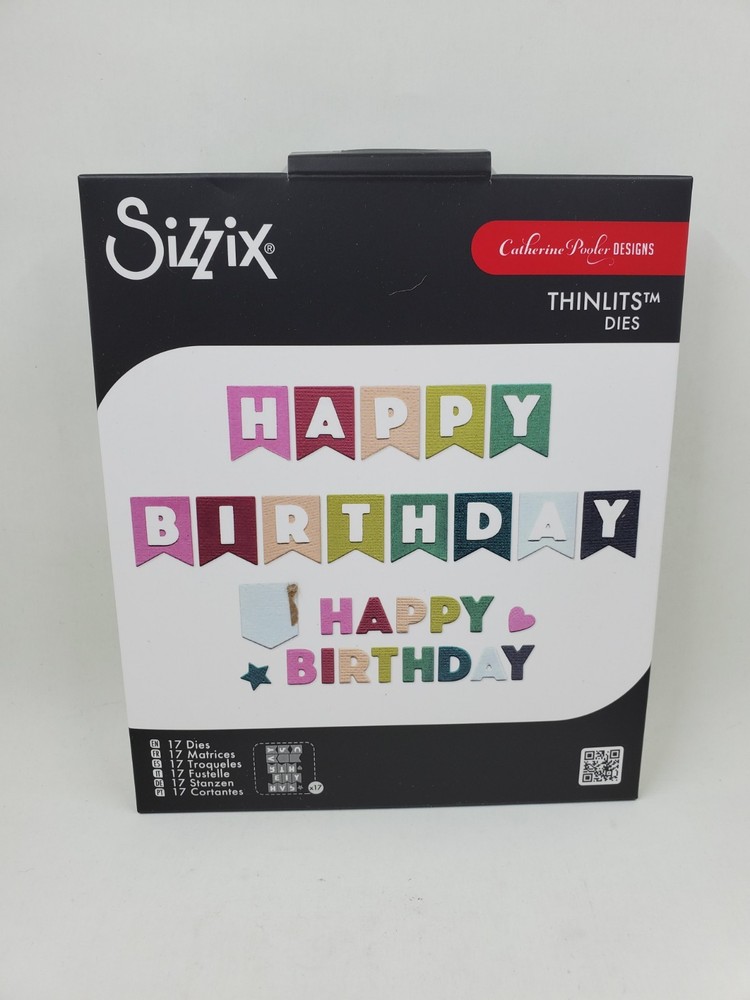 TH3 Sizzix Thinlits 17PC Die Set - Happy Birthday Banner Bunting , 666833
