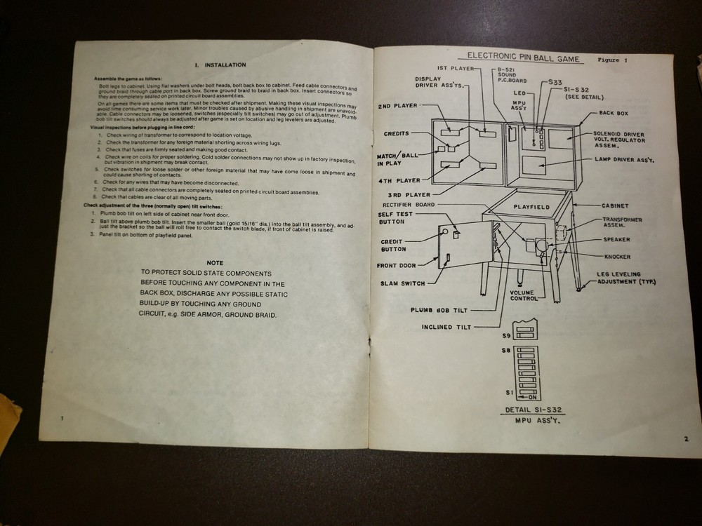 Stern TRIDENT Original Pinball Manual