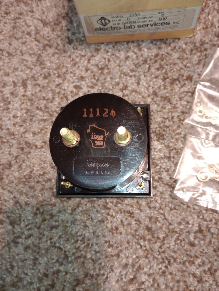 NEW GENUINE SIMPSON INSTRUMENTS MODEL 2143 PANEL METER 0-600VAC