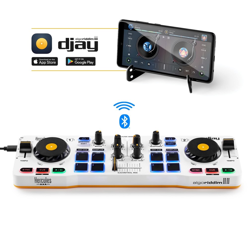 Hercules DJControl Mix – Bluetooth Wireless DJ Controller for Smartphones (iO...