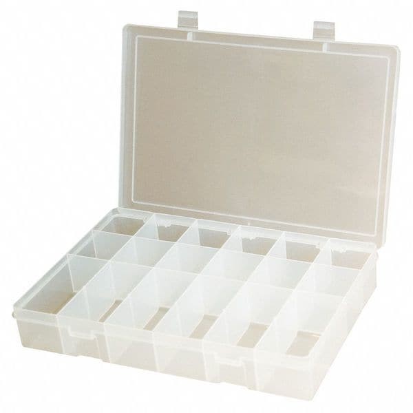 Durham Mfg Lp18-Clear Compartment Box With 18 Compartments, Plastic, 2 5/16 In