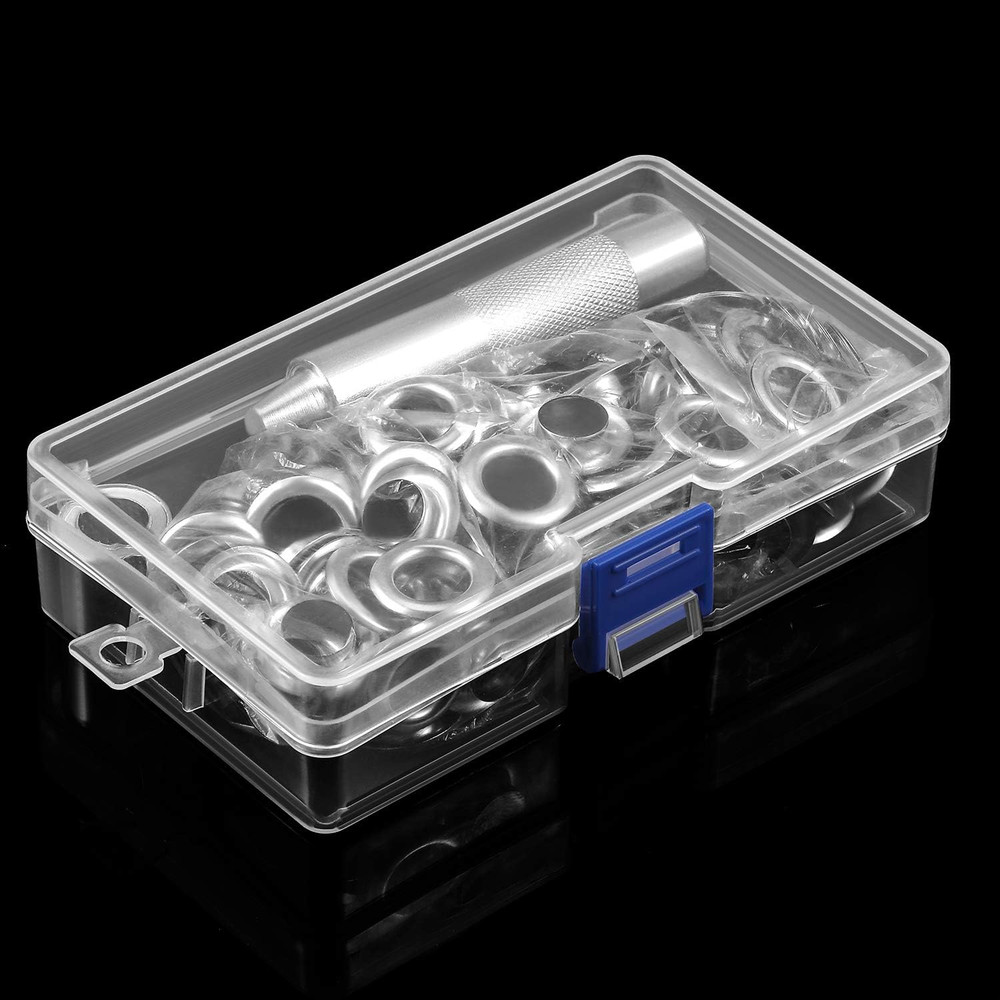 Grommet Tool Kit, Grommet Setting Tool and 100 Sets Eyelets with Storage Box, 1/