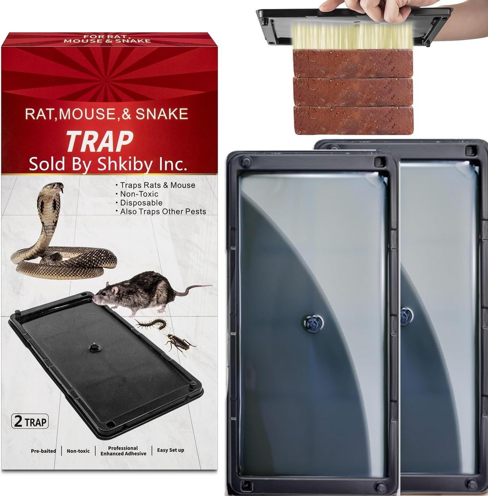 Efficient Large Glue Traps for Mice & Rats - 2 Pack with Pre-Scented Adhesive