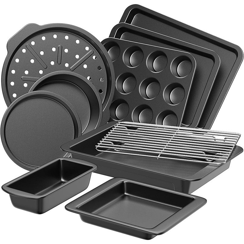 10 Piece Nonstick Baking Set Carbon Steel Bakeware Stackable Kitchen Essentials