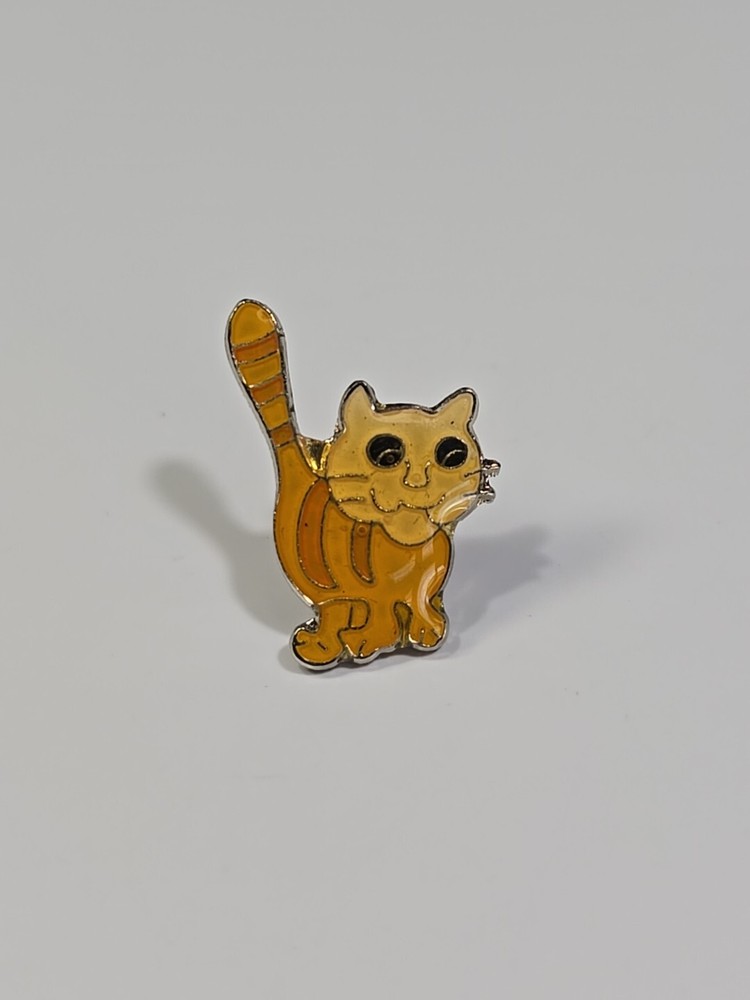 Orange Cat With Smile Face Lapel Pin