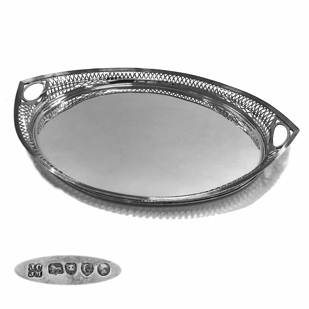 Victorian Silver Gallery Tray 1882