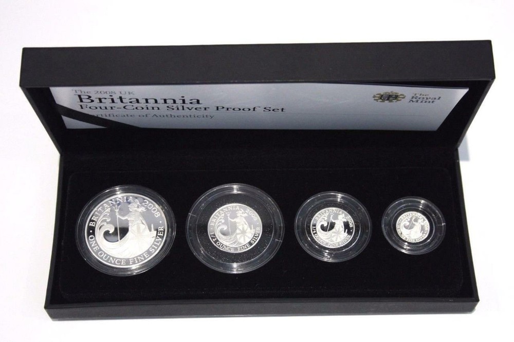 2008 Britannia Fine Silver Proof Four Coin Collection Boxed & Certificate