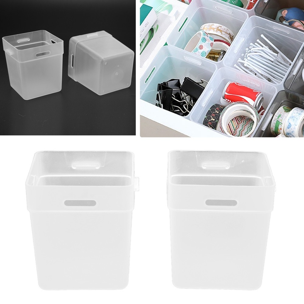 2 Pcs Desktop Storage Box Frosted White Stackable and Stitchable Combination