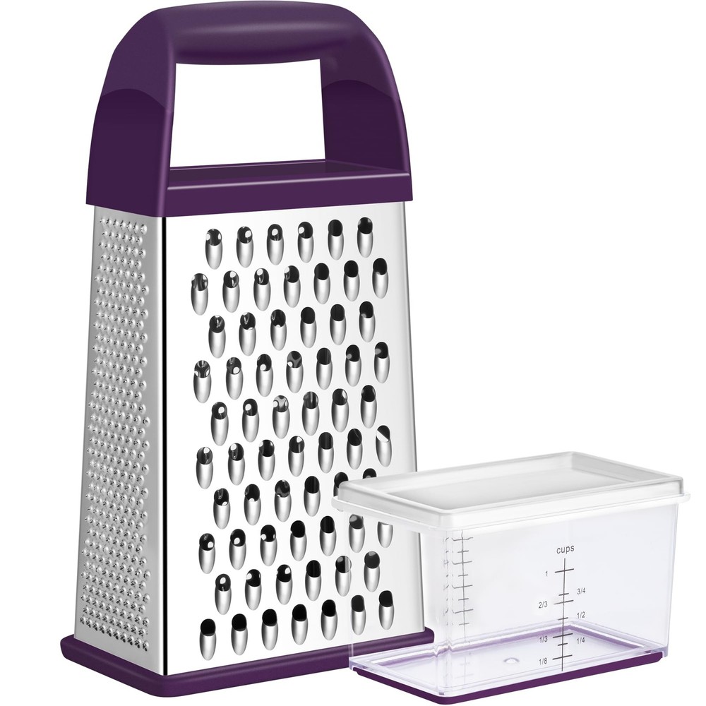 Cheese Grater With Container, Professional Cheese Grater with Handle, Stainle...