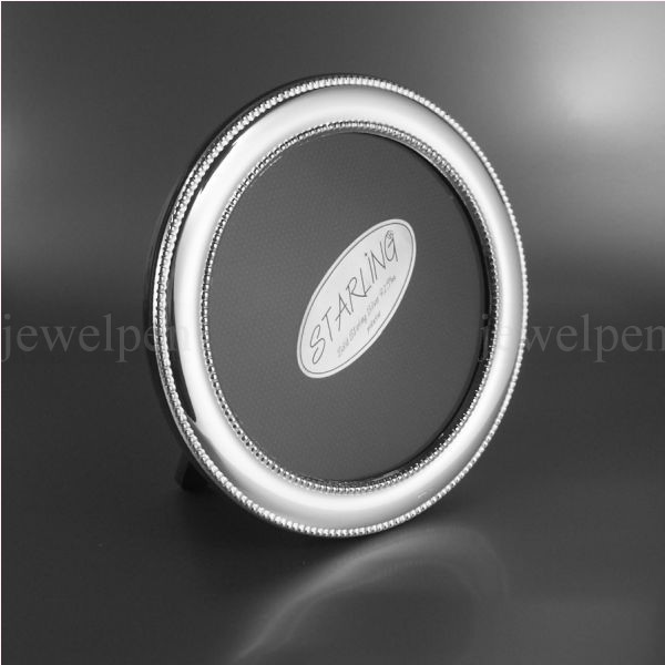 9X9 CM Classic Round Pearl Edge Photo Frame - Solid 925 Sterling Silver (V2)