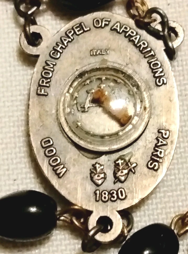 Catholic Glass Rosary Wood Relic From Chapel Of Apparitions Paris 1830 Italy
