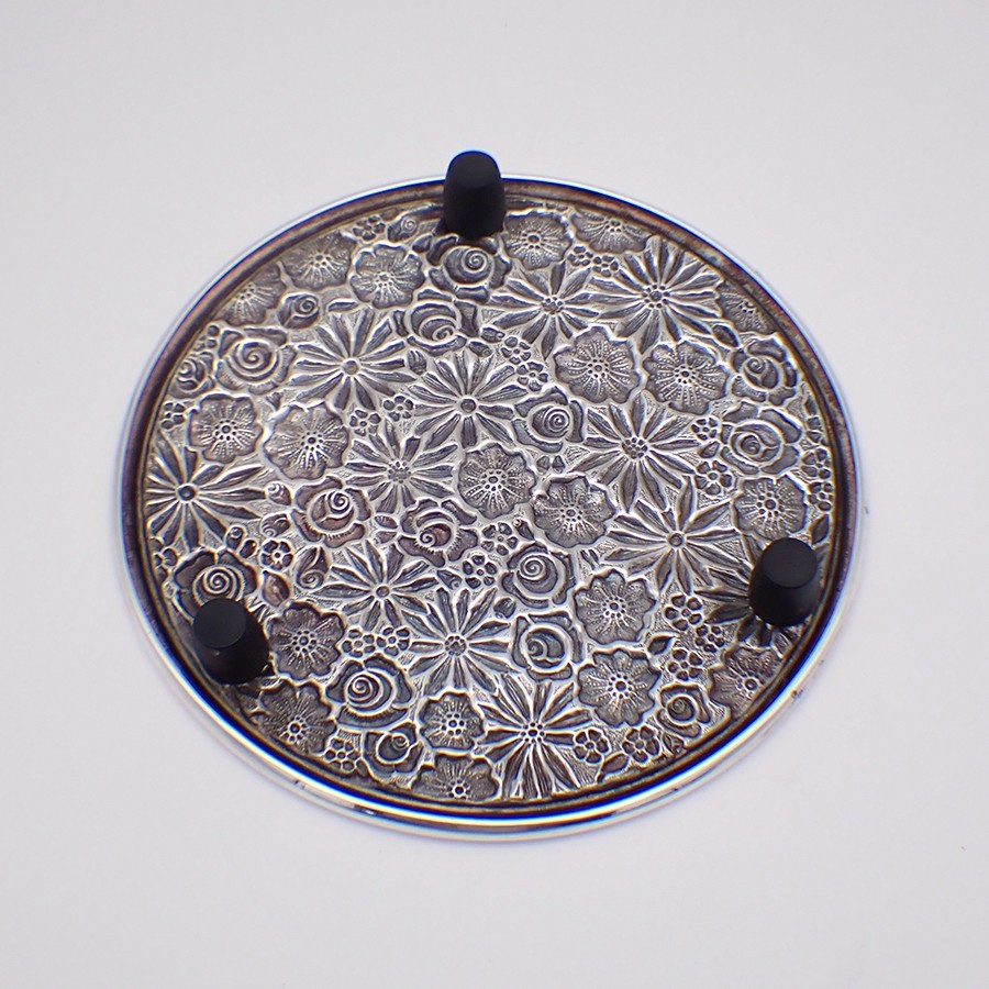 Floral Design Coaster Silverplate