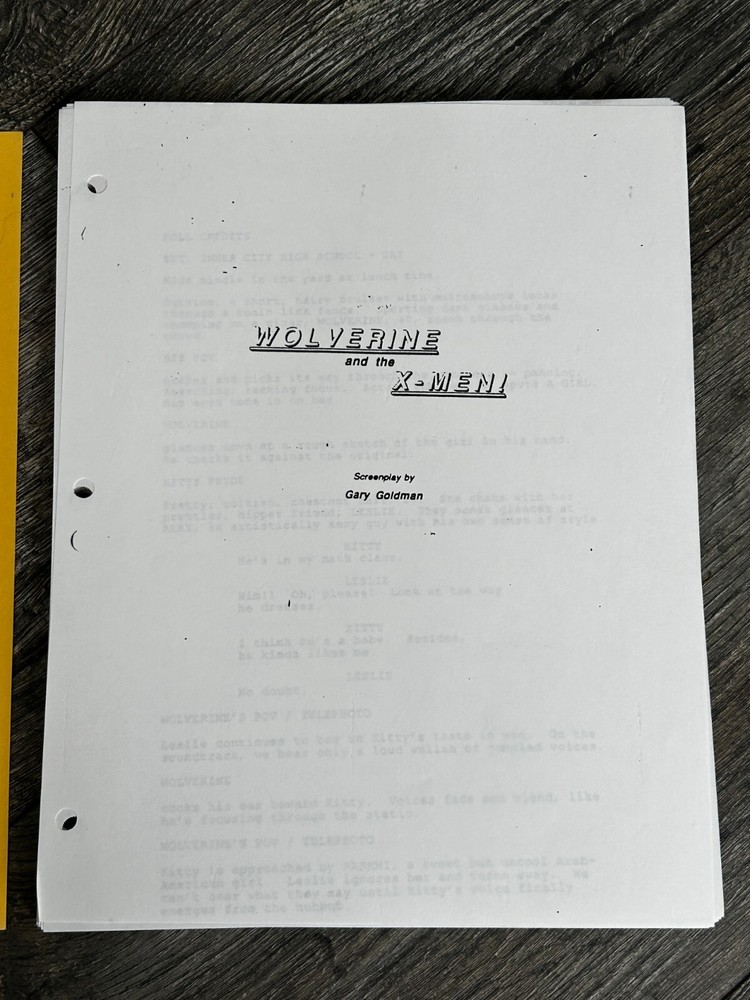 WOLVERINE AND THE X-MEN Script Movie Screenplay Gary Goldman Marvel Comics