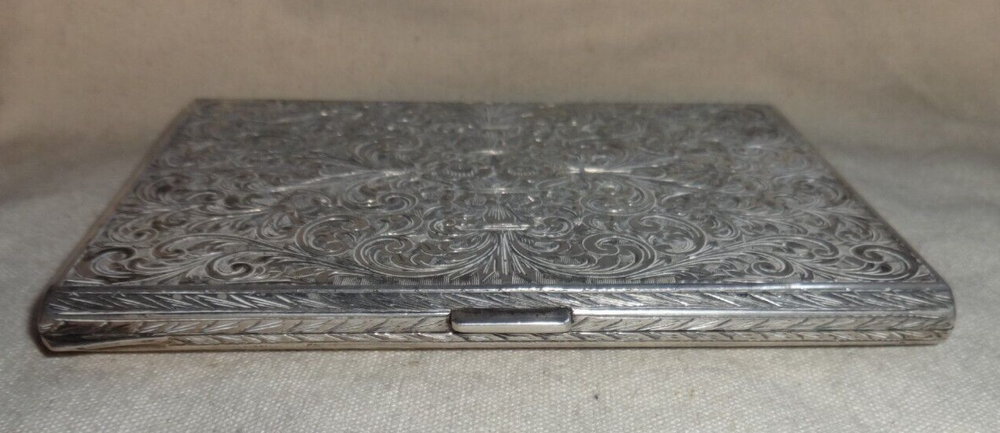 Vintage Rare 800 Silver Etched Case Signed