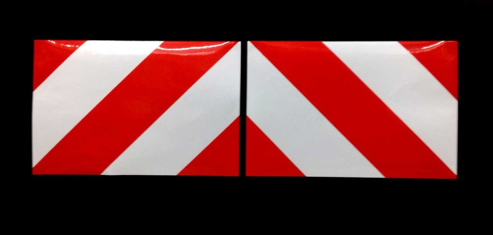 Magnetic Chevrons Reflective + Fluorescent Stripes 30cmx20cm Red/White