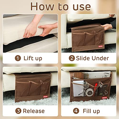 Bedside Storage Organizer Couch Remote Control Caddy Bed Table Holder Pockets