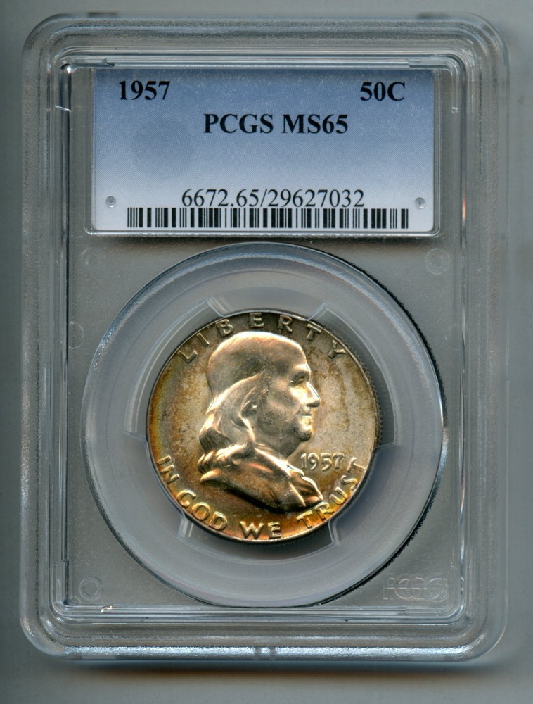 1957 Franklin Silver Half Dollar PCGS MS 65