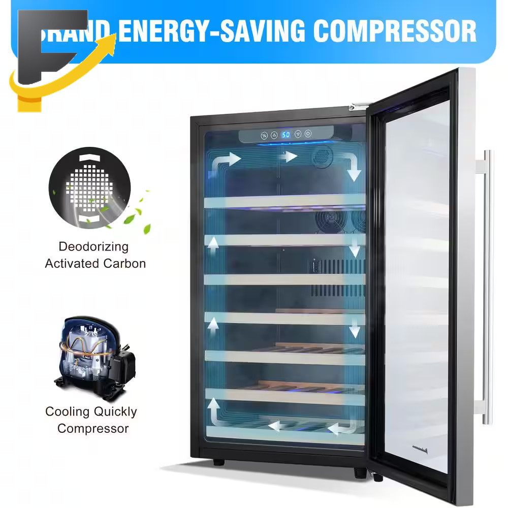Kalamera 50 Bottle Compressor Wine Refrigerator Single Zone with Touch Control