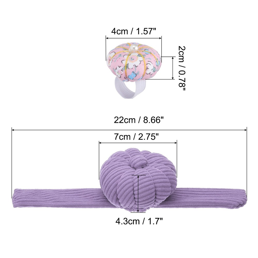 Wrist Pumpkin Pin Cushion with Elastic Strap, Lavender