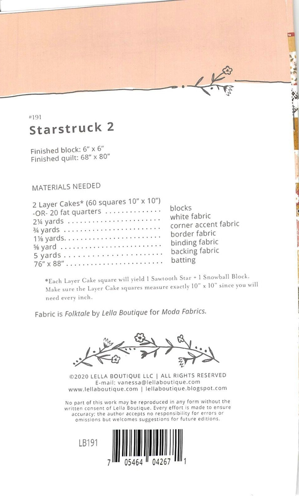 Lella Boutique Patterns - Starstruck 2- #191