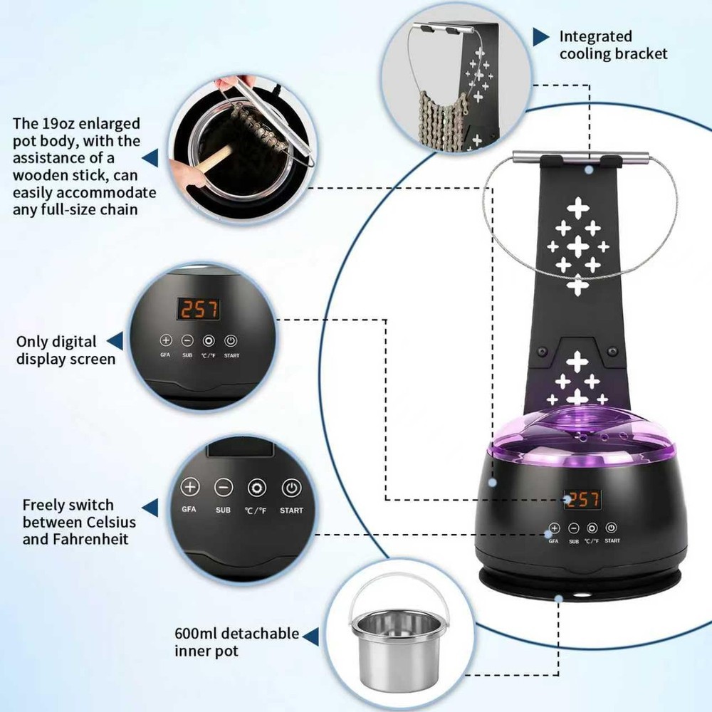 Bicycle Chain Wax Melting System (19oz), Includes Chain Cleaning Machine and ...