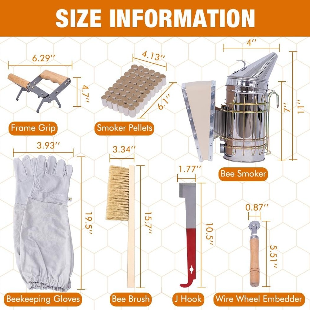 MayBee 13 Pcs Beekeeping Tools with Bee Smoker, Supplies Bee...