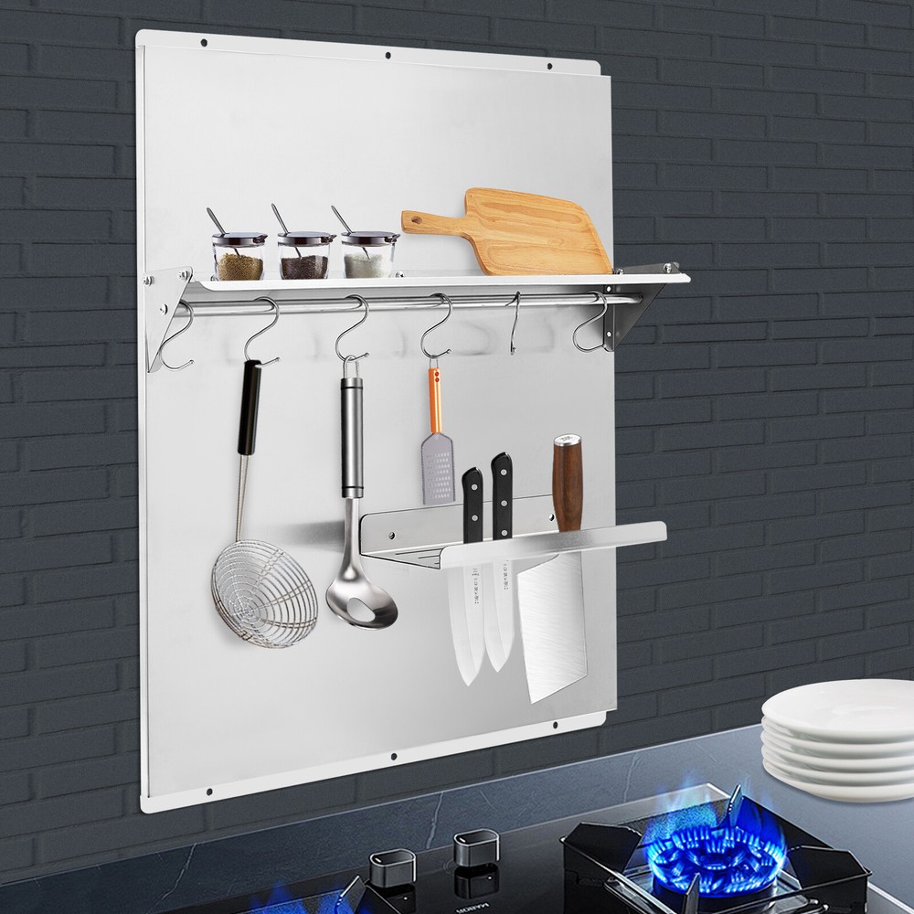 Range Backsplash Commercial Kitchen Stove Backsplash W/ Storage Shelf Wall Mount