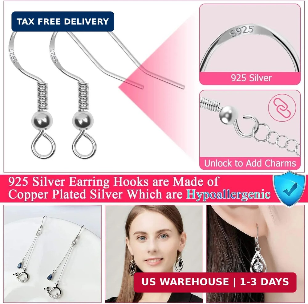 Cludoo Earring Making Kit - 2393 Pcs Hypoallergenic Earring Hooks, Posts, Backs,