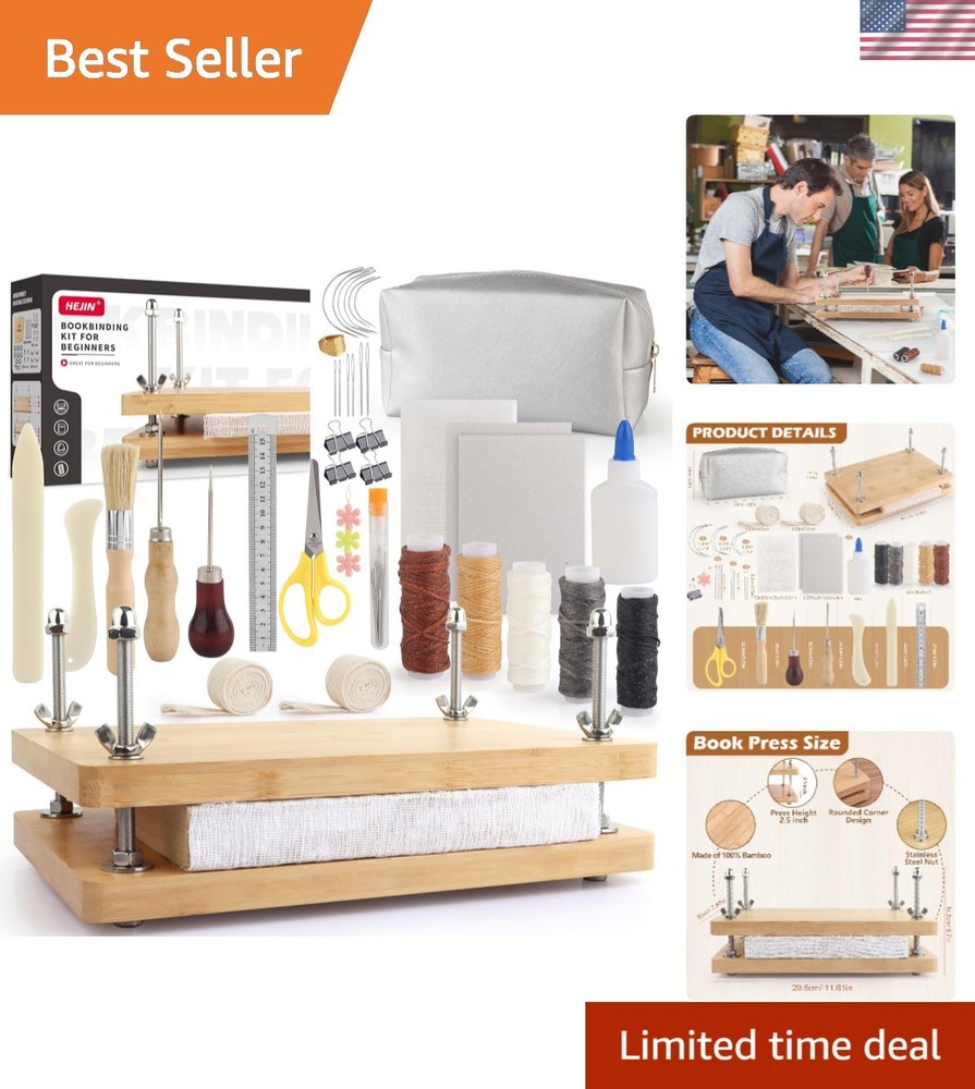 Versatile Book Binding Kit with Press & Materials for Addictive Journal Making