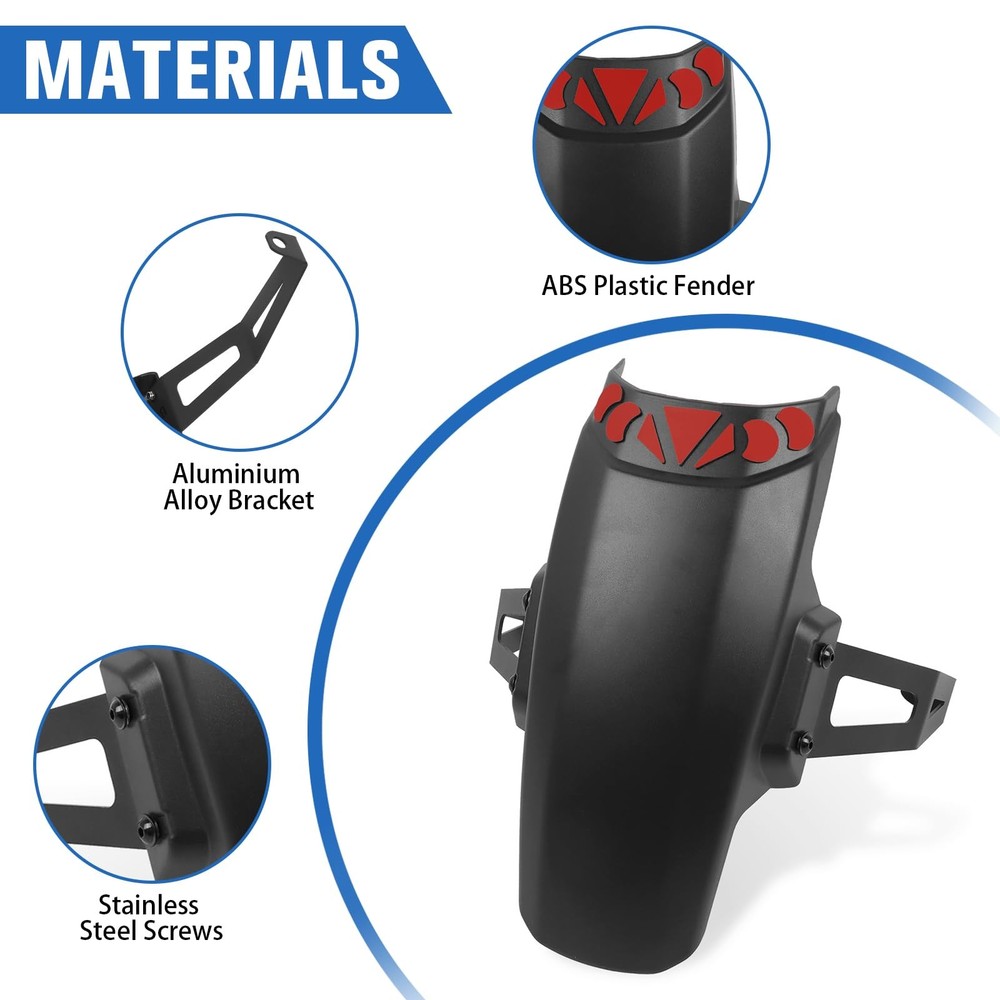 Motorcycle Front Fender Mudguard Extender with Bracket Replacement for Black