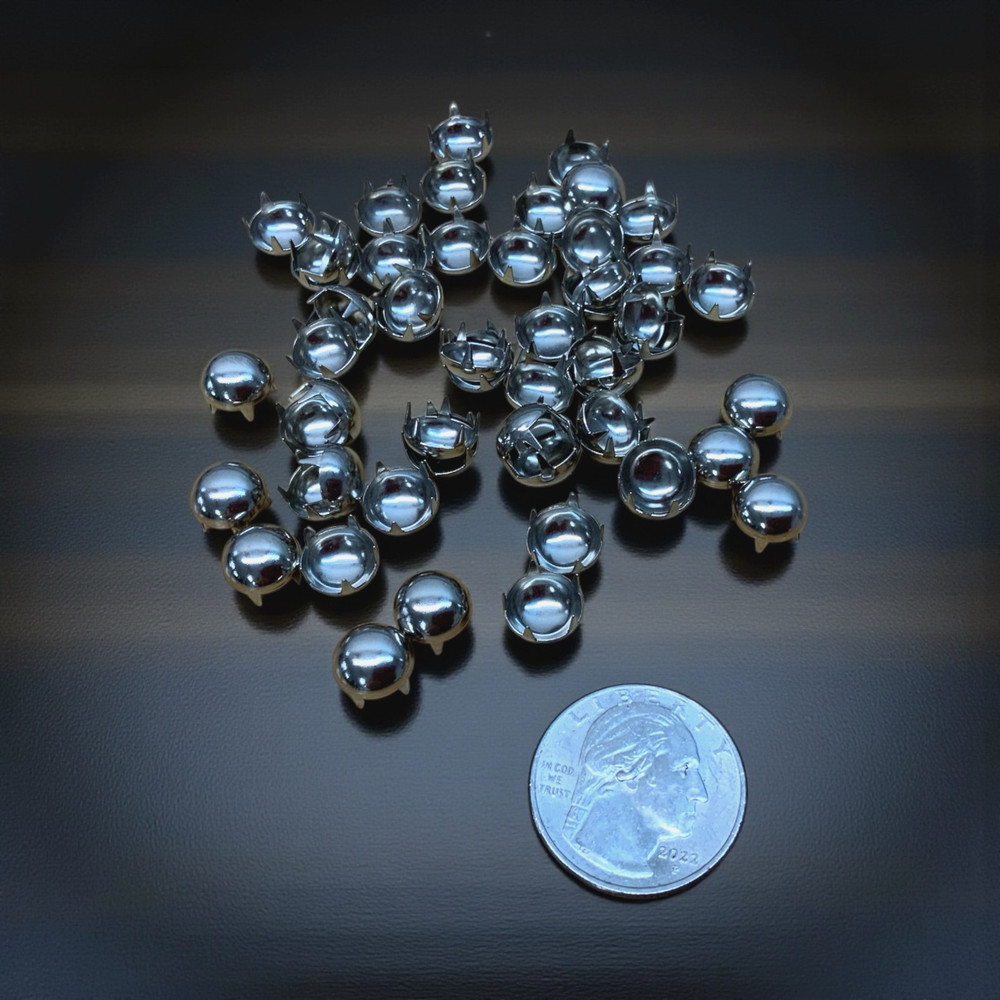 Studs Silver Round Dome Prong 10 mm ~ 7 ounce package