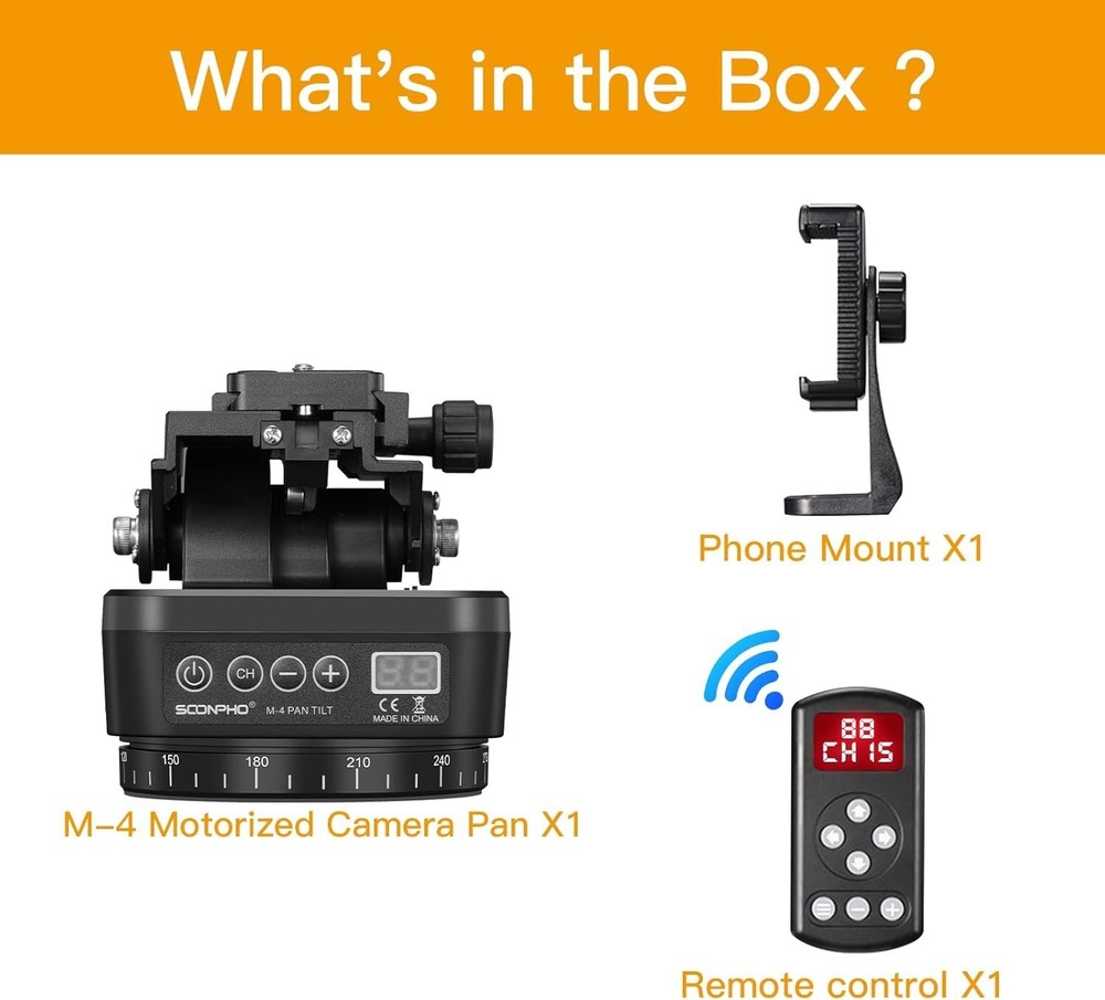 Motorized Panoramic Tripod Head Remote Control Smartphone DSLR Camcorder