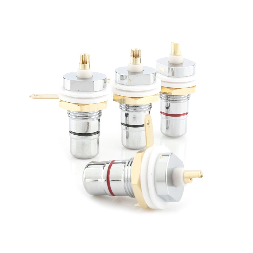 4* Rhodium Plated RCA Socket Female Panel Mount Plug Audio Terminal Chassis